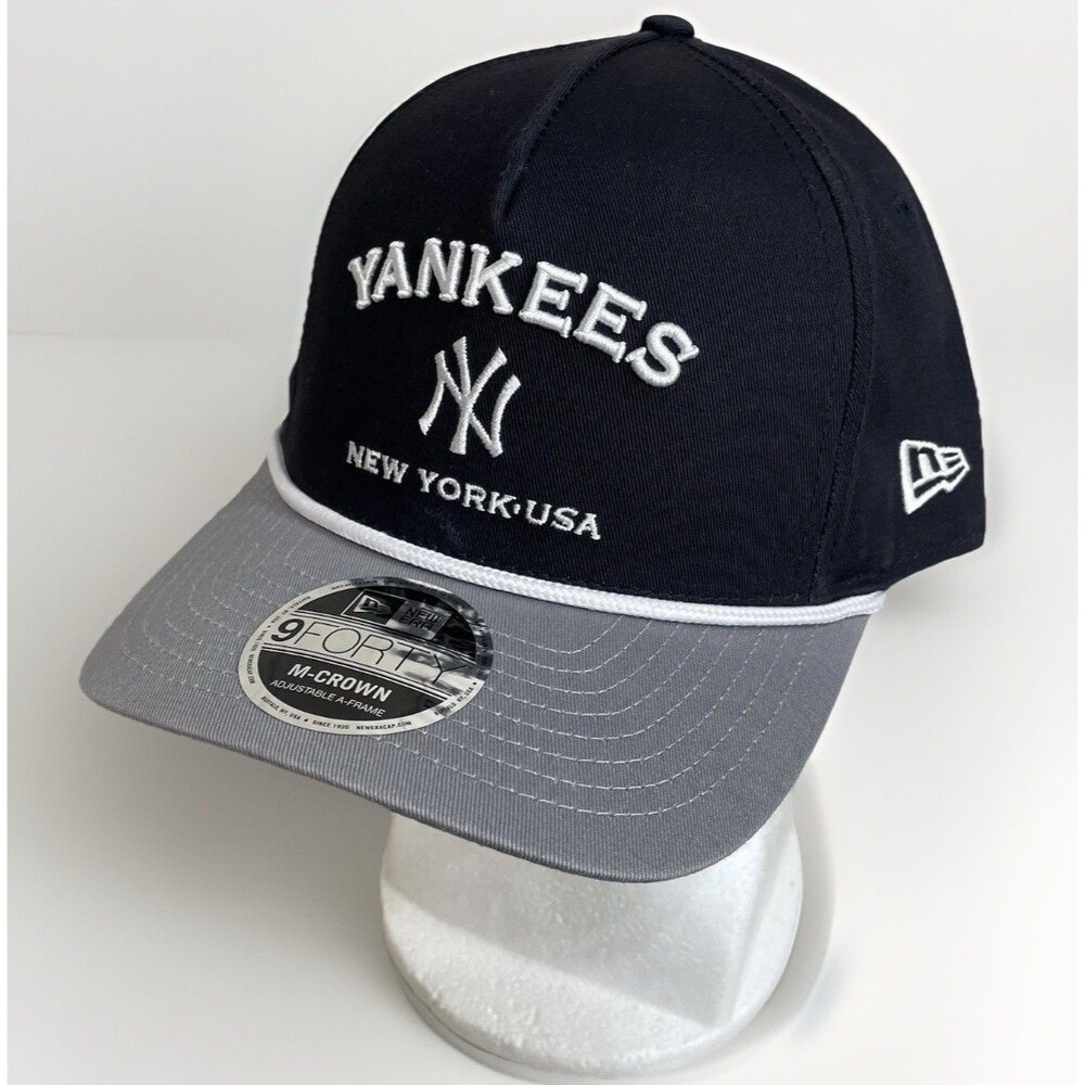 New York Yankees New Era 9FORTY M-Crown A-Frame Hat Cap Blue White Rope Snapback